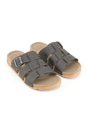 Gezer Erkek Yazlık Tek Toka Suni Deri Ayarlanabilir Günlük Terlik