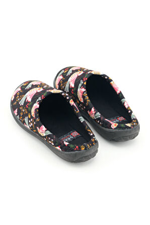 Gezer Kadın Kışlık PU Rahat Taban Desenli Ev Bahçe Gondol Terlik