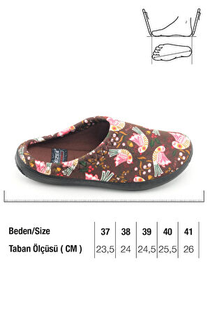 Gezer Kadın Kışlık PU Rahat Taban Desenli Ev Bahçe Gondol Terlik