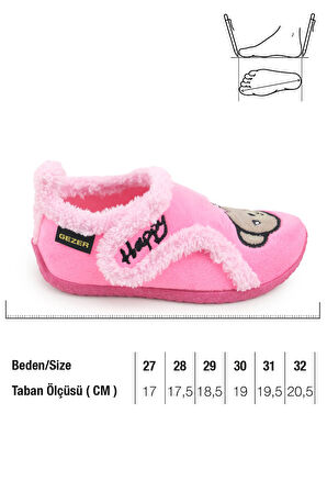 Gezer Kışlık Kız Çocuk Rahat Taban Cırt Cırtlı Ayarlanabilir Ev Okul Kreş Panduf Ayakkabı