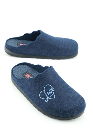 Gezer Kadın Kışlık Nakışlı Kalpli Tasarım Rahat Taban Ev Bahçe Terlik