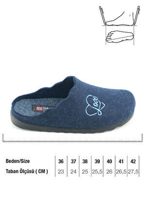 Gezer Kadın Kışlık Nakışlı Kalpli Tasarım Rahat Taban Ev Bahçe Terlik