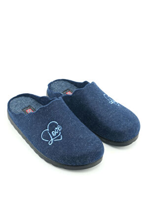 Gezer Kadın Kışlık Nakışlı Kalpli Tasarım Rahat Taban Ev Bahçe Terlik