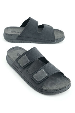 Gezer Yazlık Erkek Suni Deri Rahat İç Taban İki Cırtlı Kemer Ayarlanabilir Günlük Terlik