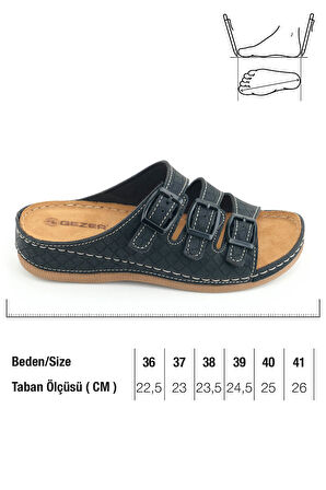 Gezer Kadın Yazlık Yüksek Topuk Mikrofiber Rahat Taban Üç Toka Ayarlanabilir Günlük Terlik