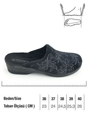 Gezer Kadın Kışlık Rahat  Yüksek Taban Nakışlı Tasarım Ev Bahçe Terlik