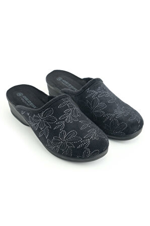 Gezer Kadın Kışlık Rahat  Yüksek Taban Nakışlı Tasarım Ev Bahçe Terlik