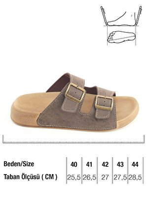 Gezer Erkek Yazlık Suni Deri İki Toka Ayarlanabilir Rahat Taban Günlük Terlik