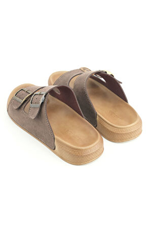 Gezer Erkek Yazlık Suni Deri İki Toka Ayarlanabilir Rahat Taban Günlük Terlik