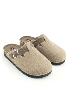 Gezer Kadın Kışlık Rahat Taban Tek Toka Ayarlanabilir Keçe Ev Bahçe Terlik