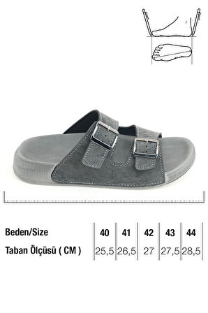 Gezer Erkek Yazlık Suni Deri İki Toka Ayarlanabilir Rahat Taban Günlük Terlik
