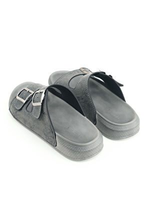 Gezer Erkek Yazlık Suni Deri İki Toka Ayarlanabilir Rahat Taban Günlük Terlik