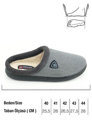 Gezer Erkek Kışlık Peluşlu Rahat İç Taban PU Alt Taban Ev Bahçe Gondol Terlik