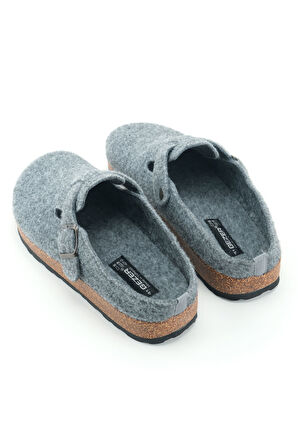 Gezer Erkek Kışlık Keçe Mantar Taban Tek Toka Ayarlanabilir Rahat Taban Ev Bahçe Terlik