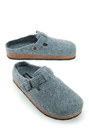 Gezer Erkek Kışlık Keçe Mantar Taban Tek Toka Ayarlanabilir Rahat Taban Ev Bahçe Terlik