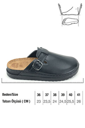 Paleng Kadın Kışlık İç Dış Hakiki Deri Rahat Taban Tek Kemer Ayarlanabilir Ev Bahçe Terlik