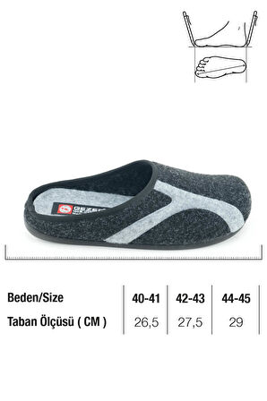 Gezer Kışlık Erkek PU Alt Taban Çıkarılabilir İç Tabanlıklı Keçe Ev Bahçe Terlik