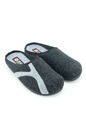 Gezer Kışlık Erkek PU Alt Taban Çıkarılabilir İç Tabanlıklı Keçe Ev Bahçe Terlik