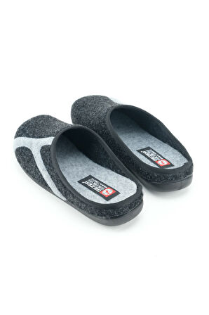 Gezer Kışlık Erkek PU Alt Taban Çıkarılabilir İç Tabanlıklı Keçe Ev Bahçe Terlik