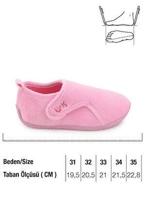 Gezer Kız Çocuk Kışlık PVC Rahat Taban Cırt Cırtlı Ayarlanabilir Ev Okul Kreş Panduf Ayakkabı