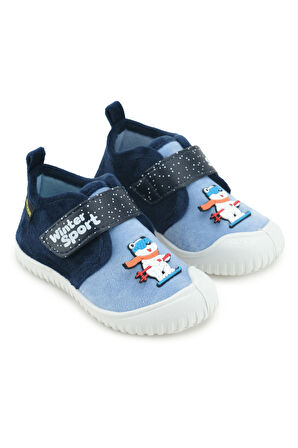 Gezer Erkek Çocuk Kışlık PVC Rahat Taban Tek Cırt Cırtlı Ayarlanabilir Kemer Ev Okul Kreş Panduf Ayakkabı