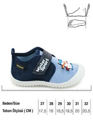 Gezer Erkek Çocuk Kışlık PVC Rahat Taban Tek Cırt Cırtlı Ayarlanabilir Kemer Ev Okul Kreş Panduf Ayakkabı