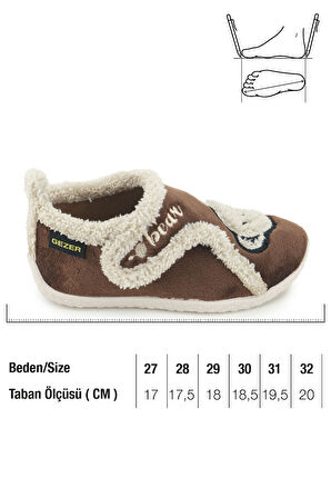 Gezer Erkek Çocuk Kışlık PVC Rahat Taban Tek Cırt Cırtlı Ayarlanabilir Kemer Ev Okul Kreş Panduf Ayakkabı