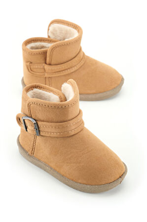 Gezer Kız Çocuk Kışlık Boğazdan Peluşlu Tek Kemer Cırt Cırtlı Ayarlanabilir PVC Rahat Taban Ev Bahçe Okul Kreş Kısa Bot