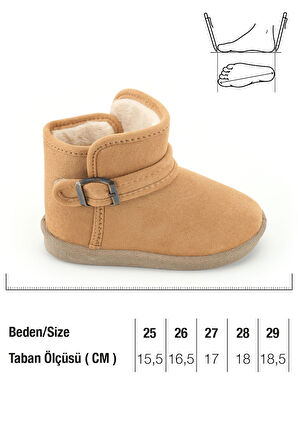 Gezer Kız Çocuk Kışlık Boğazdan Peluşlu Tek Kemer Cırt Cırtlı Ayarlanabilir PVC Rahat Taban Ev Bahçe Okul Kreş Kısa Bot