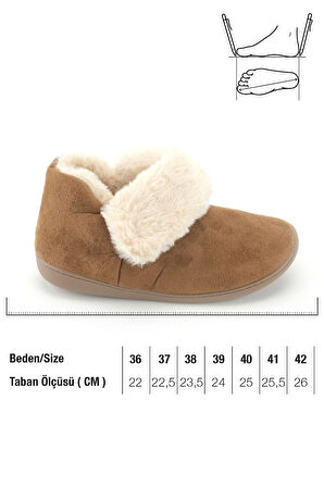 Gezer Kadın Kışlık İçi Peluşlu Rahat Taban Ev Bahçe Panduf Bot
