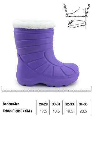 Gezer Kız Çocuk Kışlık Boğazdan Peluşlu İçi Sıcak Astarlı Su Geçirmez Yağmur Kar Bot Çizme