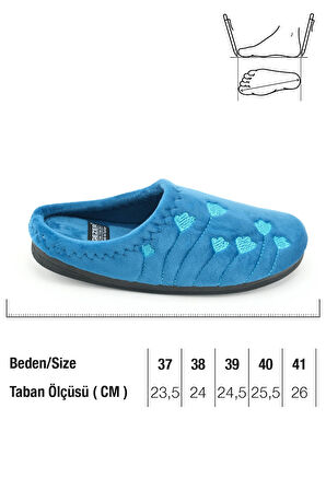 Gezer Kadın Kışlık PU Rahat Taban Nakışlı Tasarım Ev Bahçe Terlik