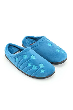 Gezer Kadın Kışlık PU Rahat Taban Nakışlı Tasarım Ev Bahçe Terlik