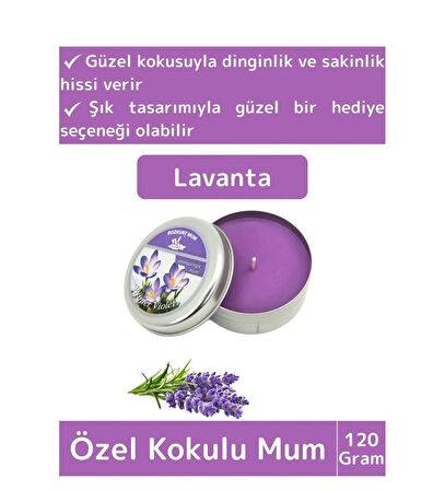 BOZKURT AROMATERAPİ MUM TENEKE LAVANTA 120GR