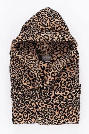 Panthera | %100 Pamuk Leopar Desenli Kadife Bornoz