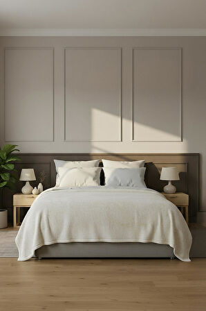 Pufina | Çift Kişilik Tavşan Tüyü Dokulu Peluş Battaniye & Yatak Örtüsü | 200x220