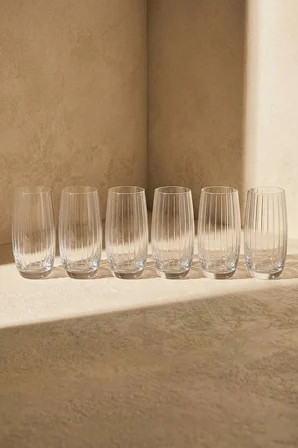 Water | Kristal Cam Meşrubat Bardağı Seti | 18 Parça | Eksiksiz Sofra Takımı