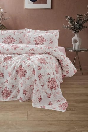 Rosalina | %100 Pamuk Battal Boy (King Size) Pike Takımı | 240x220 | Pembe