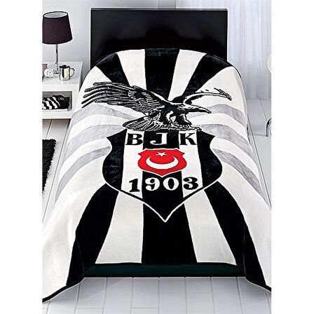 Taç Lisanslı Battaniye Tek Kişilik Beşiktaş Kartal