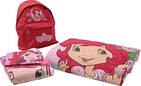 taç strawberry shortcake yatak örtülü nevresim takımı(Çanta Hediyeli)