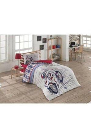 Taç Storm Motor Temalı Ranforce Tek Kişilik Nevresim Takımı