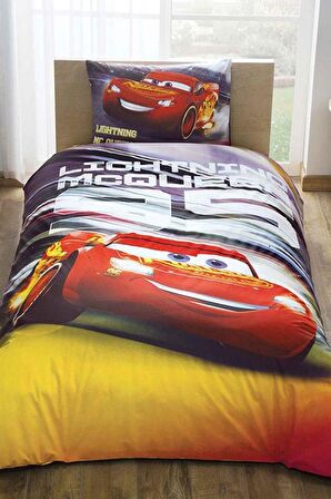 Taç Disney Cars Lightning Lastikli Çarşaflı Çizgi Kahraman Pamuk Çocuk Nevresim Takımı