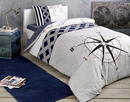 Taç Ranforce Tek Kişilik Nevresim Takımı Navi Lacivert