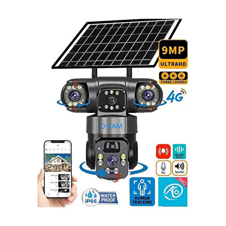 O-Kam 6060 6 MP Solar Güneş Enerjili Gece Görüşlü IP Güvenlik Kamerası
