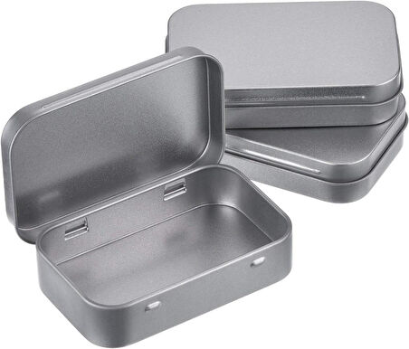 Gymo Boş Metal Aksesuar Teneke Kutu Gri 9.5x6x2 cm 2'li Set