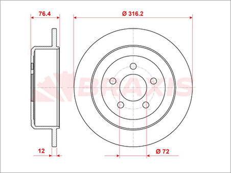 Jeep Arka Fren Diski Jeep Cherokee 08>   Dodge Nitro 06>12 - Braxıs Ae0888