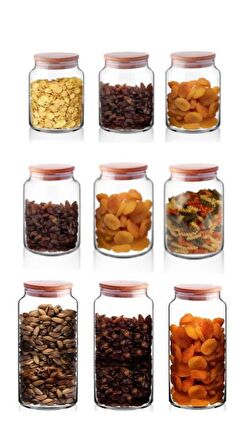 Vakumlu 1.3 lt - 800 ml - 500 ml Cam Kavanoz Seti 9'lu