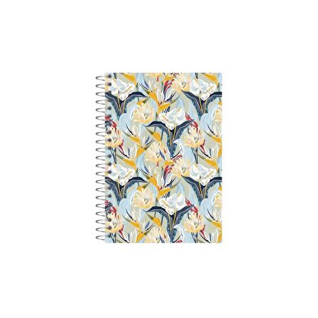 Lizy Dokulu Kapak 120 Yaprak Spiralli Çizgili İvory Defter 17x24 cm Sarı