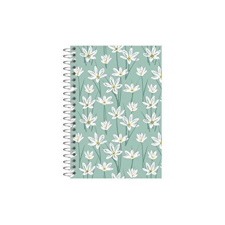 Lizy Dokulu Kapak 120 Yaprak Spiralli Çizgili İvory Defter 17x24 cm Yeşil