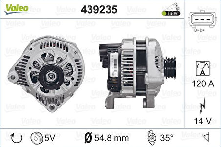Bmw Alternator 12v 120a Bmw E38 E39 E46  X5 M47 M57 - Valeo 439235